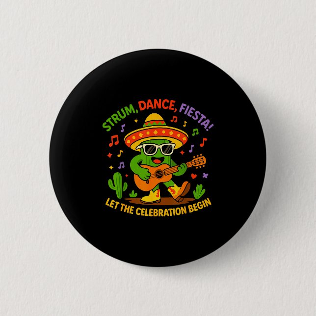 Cinco de mayo rolig kaktus sombrero strum dansCin Knapp (Framsida)