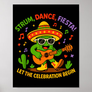 Cinco de mayo rolig kaktus sombrero strum dansCin Poster