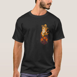 Cinco De Mayo Rolig Katt i Fickan med Sombrero och T Shirt