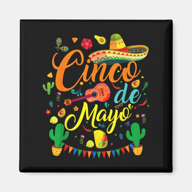 Cinco de mayo rolig mexikansk fiesta fest 5 de may magnet (Framsidan)