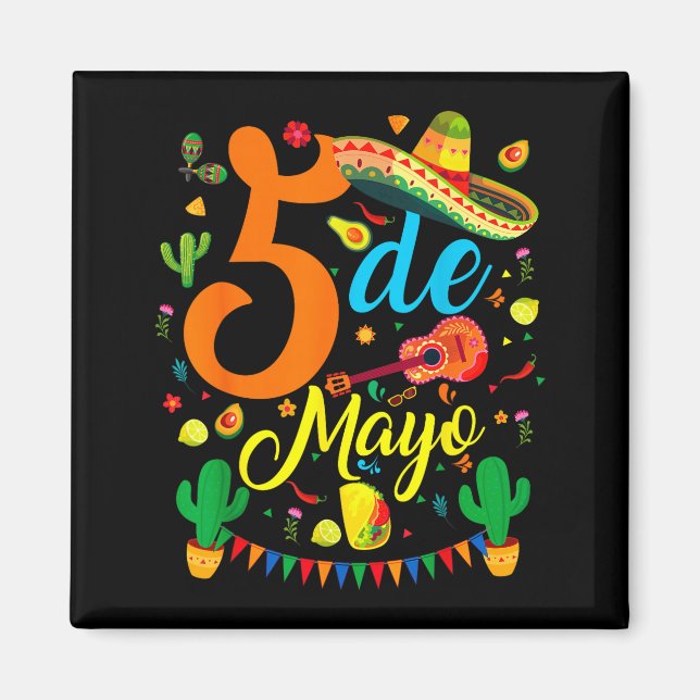 Cinco de mayo rolig mexikansk fiesta-fest 5 de may magnet (Framsidan)