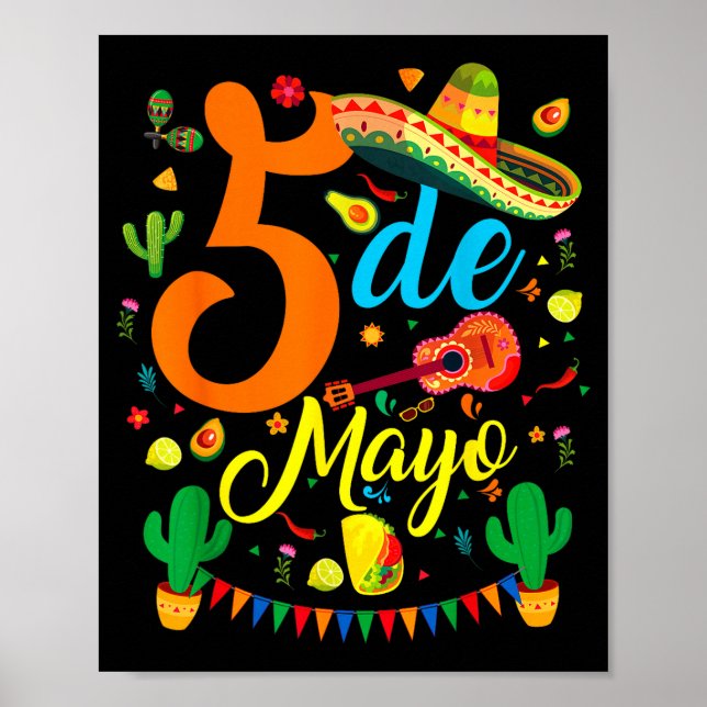 Cinco de mayo rolig mexikansk fiesta-fest 5 de may poster (Framsidan)