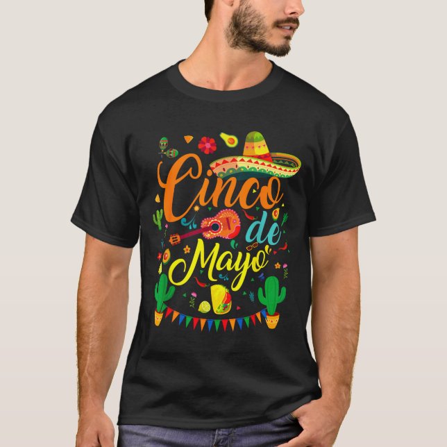Cinco de mayo rolig mexikansk fiesta fest 5 de may t shirt (Framsida)