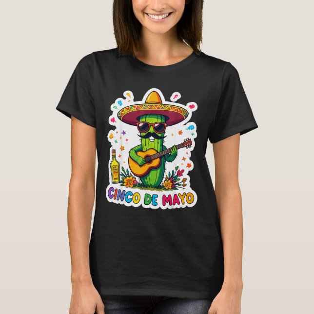 Cinco de mayo rolig mexikansk kaktus solglasögon C T Shirt (Framsida)