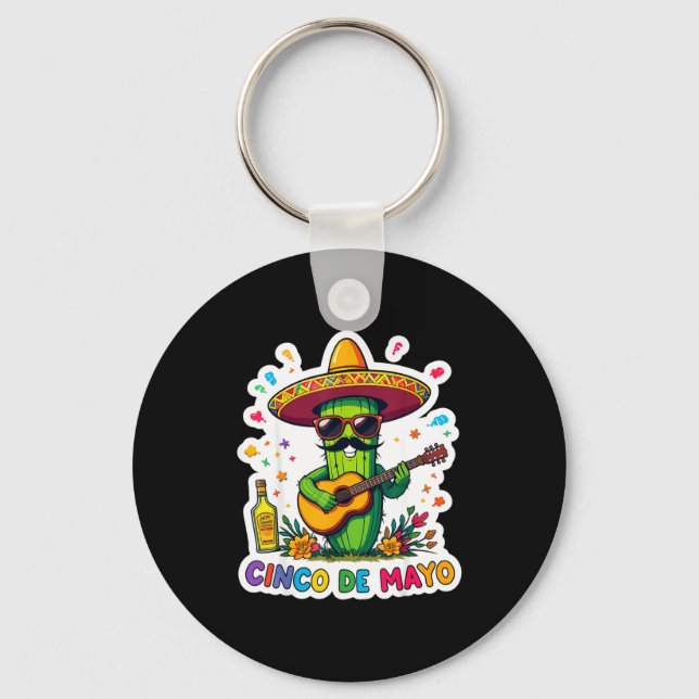 Cinco de mayo rolig mexikansk kaktus solglasögonCi Nyckelring (Framsida)