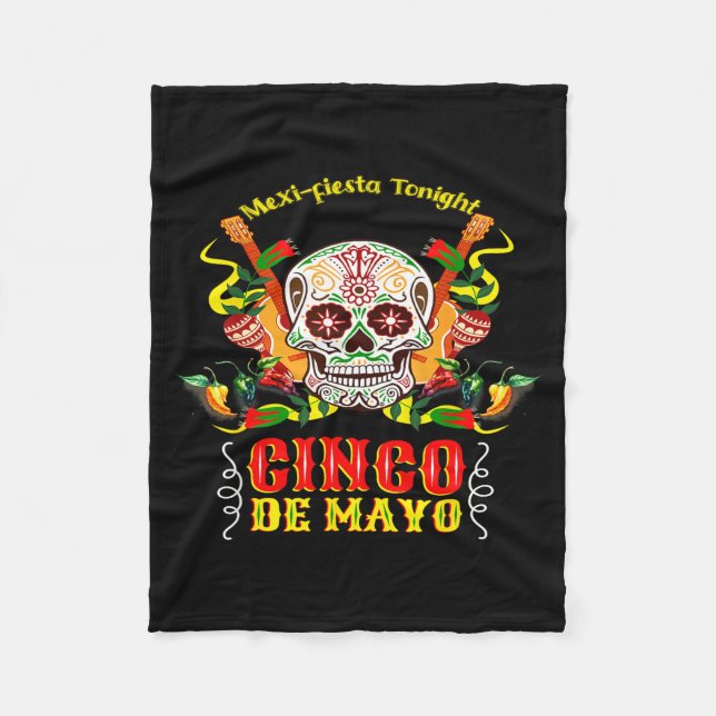Cinco de mayo rolig socker skalle semesterfest hum fleecefilt (Framsidan)