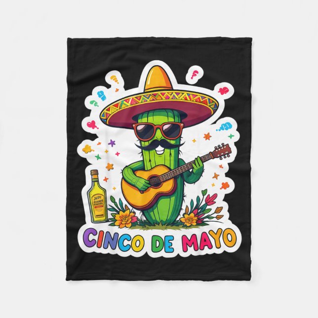 Cinco de mayo roliga mexikanska kaktus solglasögon fleecefilt (Framsidan)