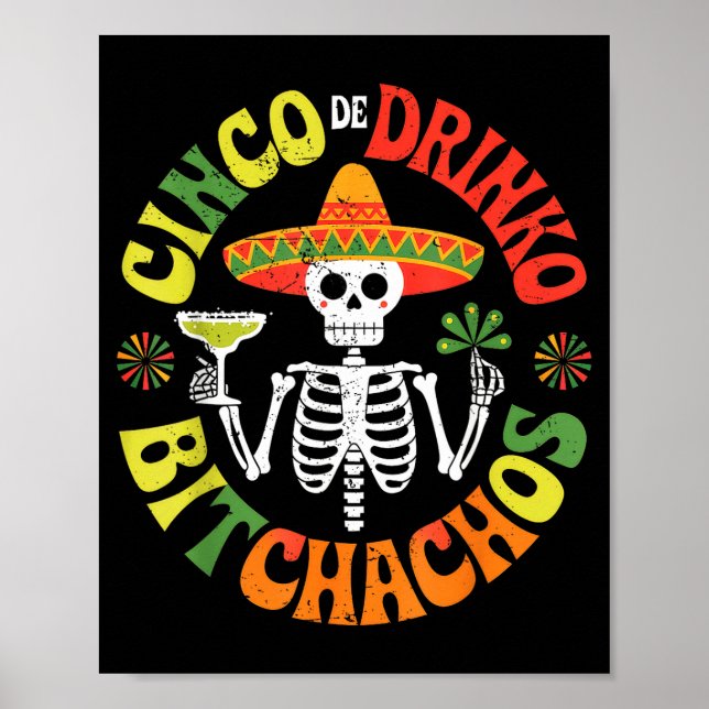 Cinco De Mayo Roligt Mexikanskt Party Cinco De Dri Poster (Framsidan)