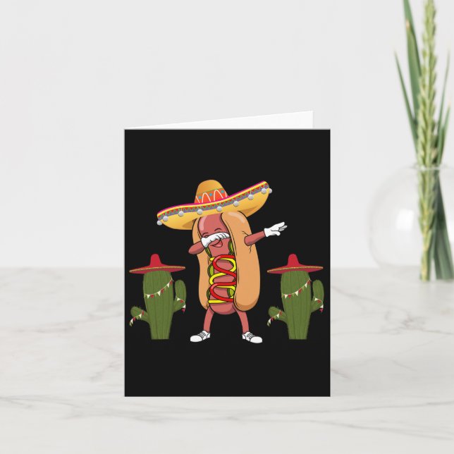 Cinco De Mayo Shirt Hett Hund Cactus Dancing Kort (Framsida)