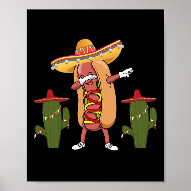 Cinco De Mayo Shirt Hett Hund Cactus Dancing Poster (Framsidan)