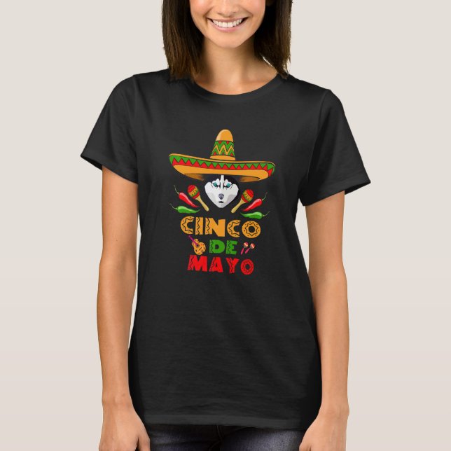 Cinco De Mayo Siberisk Husky Hund För Cinco De Maj T Shirt (Framsida)