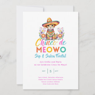 Cinco De Mayo Sip och Salsa Funny Cat FIESTA Inbjudningar