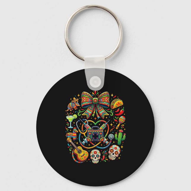 Cinco de mayo sjuksköterska kokett båge stetoskop nyckelring (Framsida)