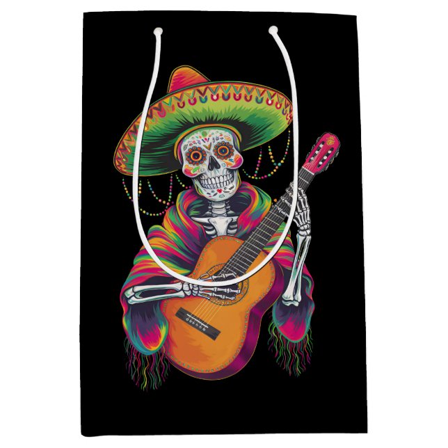 Cinco De Mayo Skelett Skalle Fiesta Gitarr (Framsidan)