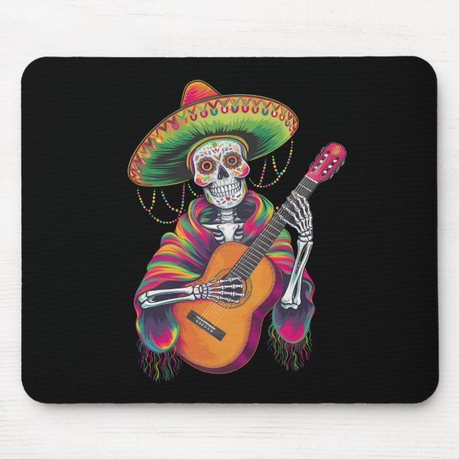 Cinco De Mayo Skelett Skalle Fiesta Gitarr Musmatta (Framsidan)