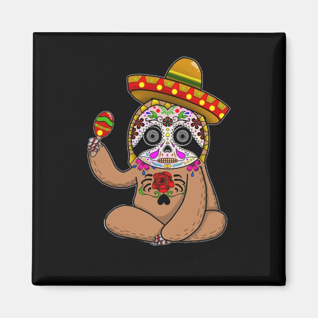 Cinco de Mayo Sloth Halloween Mexikanska dagen. Magnet (Framsidan)