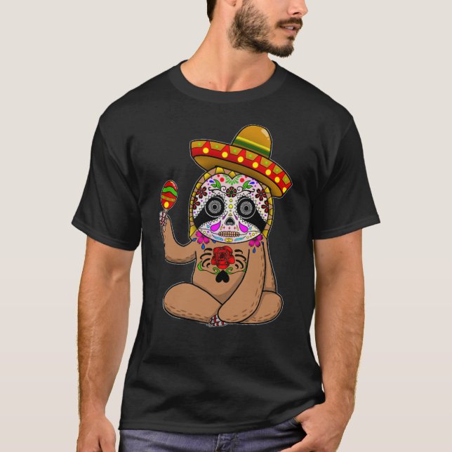 Cinco de Mayo Sloth Halloween Mexikanska dagen. T Shirt (Framsida)