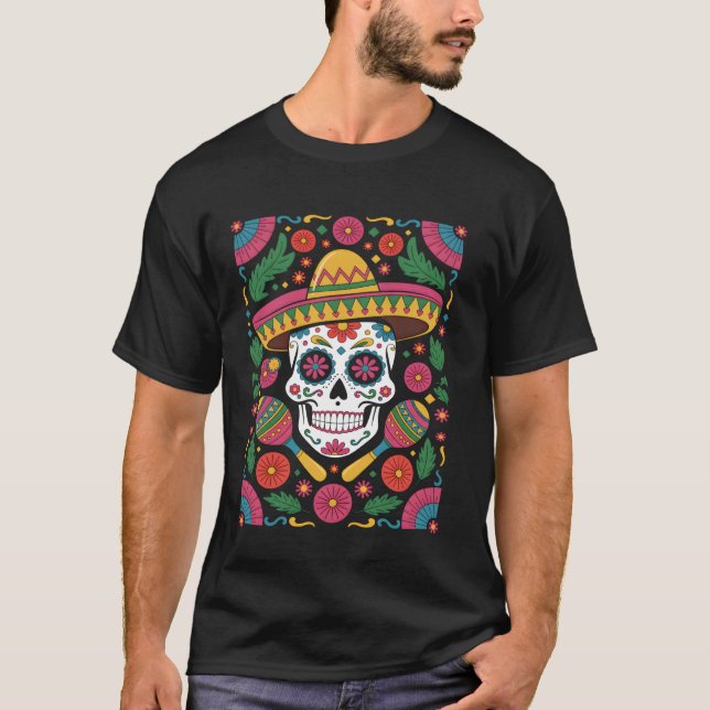 Cinco de Mayo Socker Skalle T Shirt (Framsida)