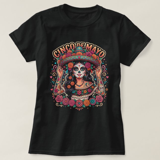 Cinco de Mayo Socker Skalle Tröja Dam Mexikansk Fi (Design framsida)