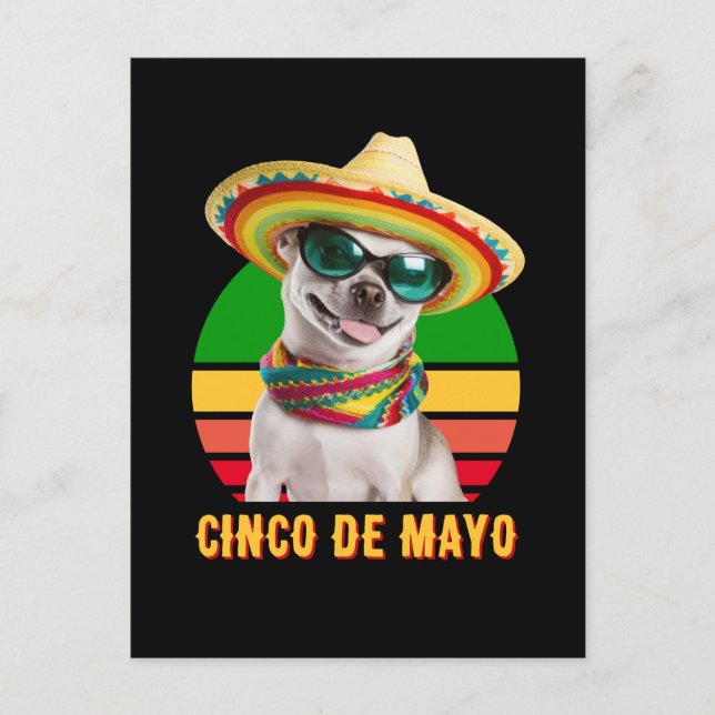 Cinco De Mayo Sombrero Chihuahua med solglasögon Helg Vykort (Framsida)