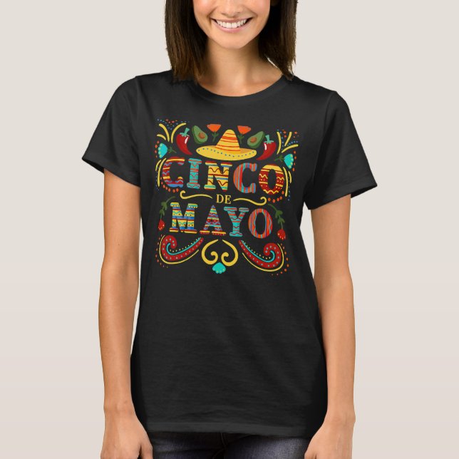 Cinco De Mayo Sombrero Mexican Fiesta T Shirt (Framsida)