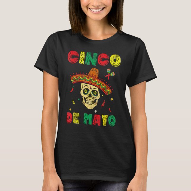 Cinco De Mayo Sombrero Skull Mexican Fiesta Women  T Shirt (Framsida)