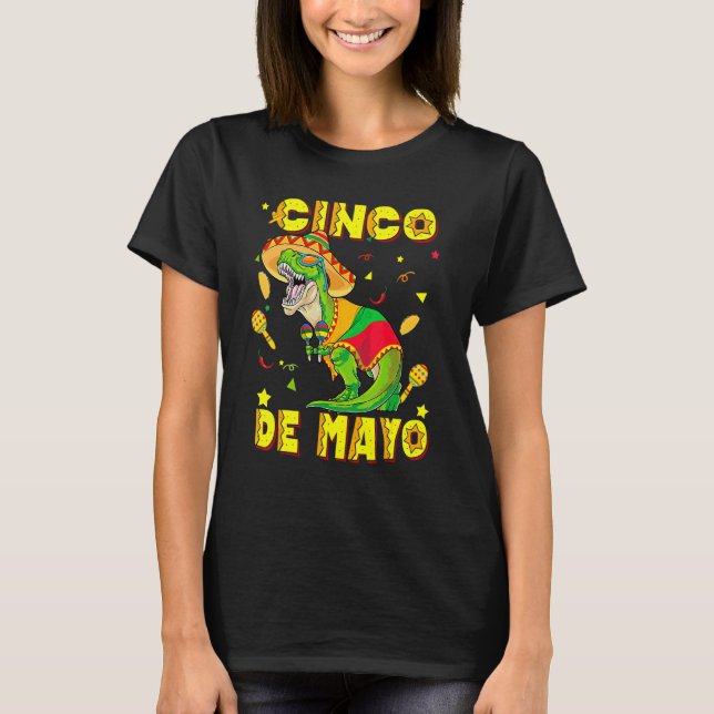 Cinco De Mayo Sombrero Tacosaurus T-Rex Dinosaur L T Shirt (Framsida)