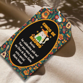 Cinco De Mayo- Söt Katt Tack Presentetikett
