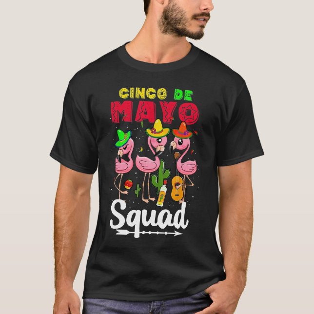 Cinco de Mayo Squad Flamingo T-Shirt (Framsida)