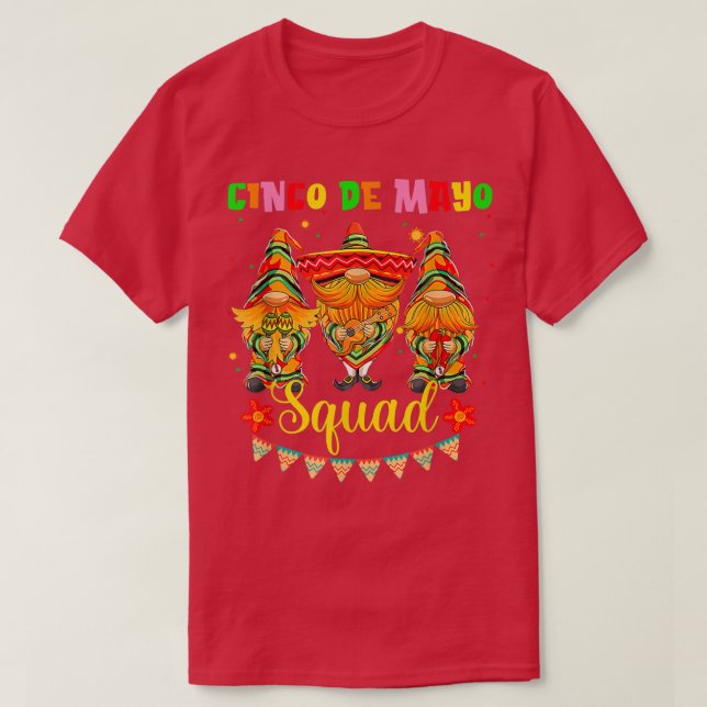 Cinco De Mayo Squad Funny Gnomes Guitar Cucharas P T Shirt (Design framsida)