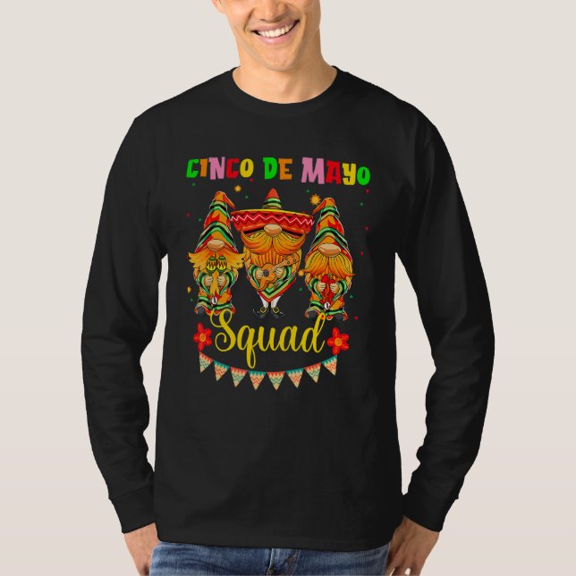 Cinco De Mayo Squad Gnomes Guitar Cucharas Pepper T Shirt (Framsida)