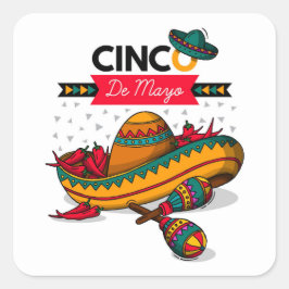 Cinco De Mayo Square Sticker Fyrkantigt Klistermärke