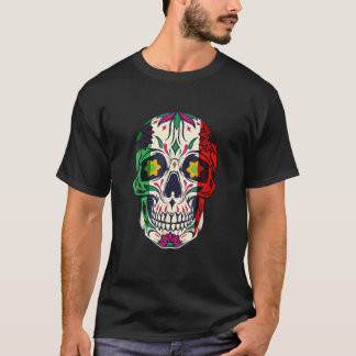 Cinco De Mayo Sugar Skull Mexikanskt Flagga Rand C T Shirt