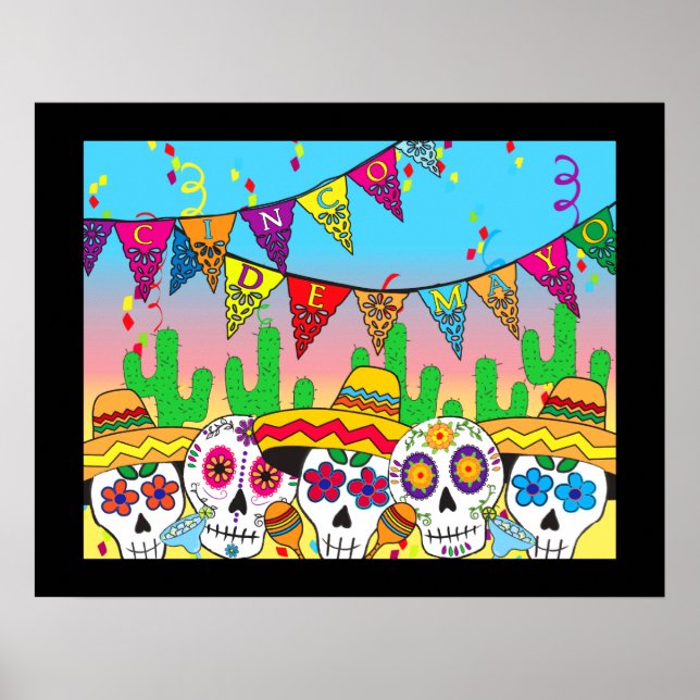 Cinco de Mayo Sugar Skull Skriv ut Poster (Framsidan)