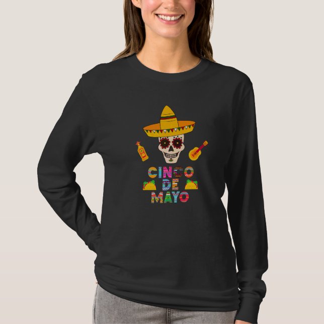 Cinco De Mayo Sugar Skull T Shirt (Framsida)