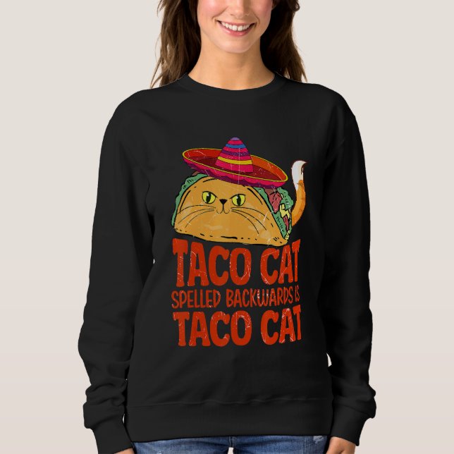 Cinco De Mayo Taco Cat Baklänges Stavas Taco T Shirt (Framsida)