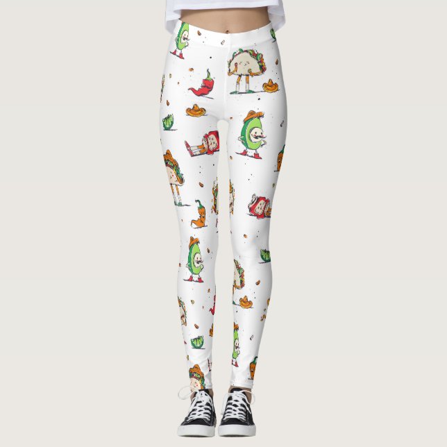 cinco de mayo tacos kawaii mexican leggings (Framsida)