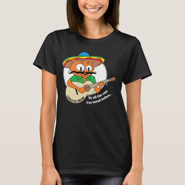 Cinco De Mayo Tecknad Cat Funny T Shirt (Framsida)