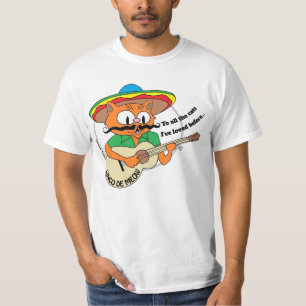 Cinco De Mayo Tecknad Katt Rolig T Shirt