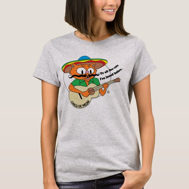 Cinco De Mayo Tecknad Katt Rolig T Shirt (Framsida)