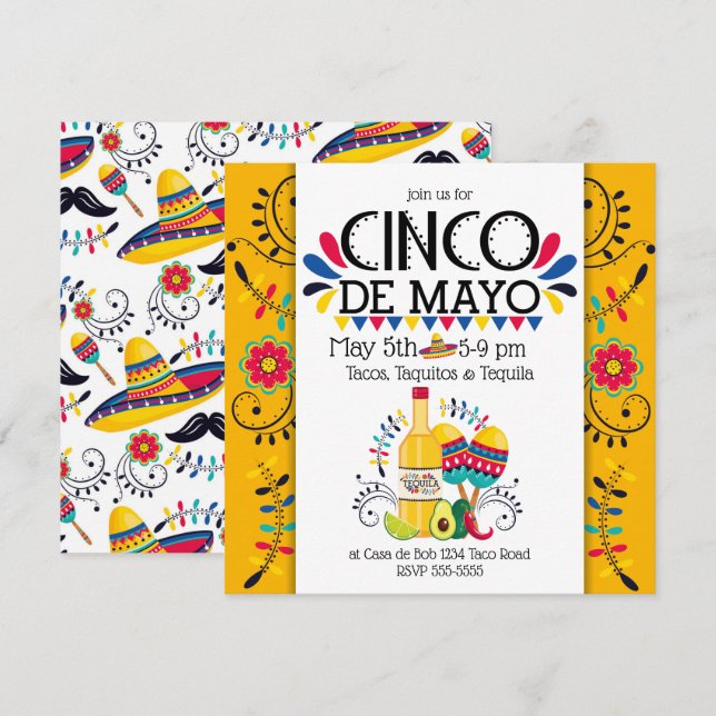 Cinco de Mayo Tequila Folk Investigation Inbjudningar (Fram/baksida)
