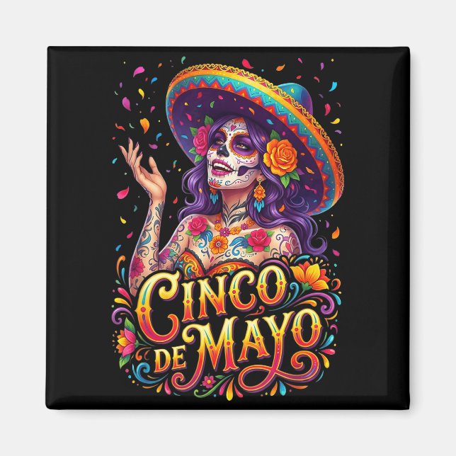 Cinco de mayo tjej mexikansk fiesta 5 de mayo Cinc Magnet (Framsidan)