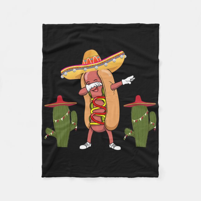 Cinco De Mayo Tröja Hot Dog Kaktus Dansar  Fleecefilt (Framsidan)