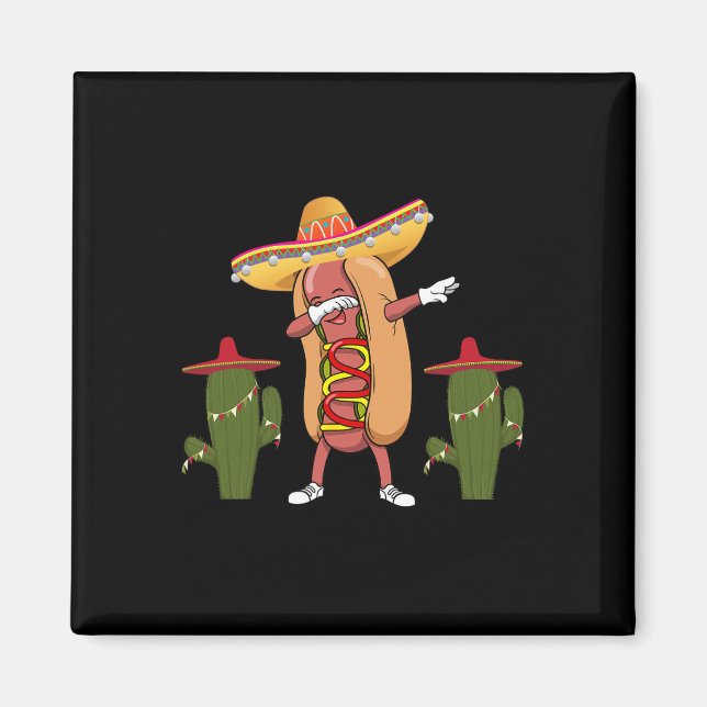 Cinco De Mayo Tröja Varm Hund Kaktus Dansar  Magnet (Framsidan)