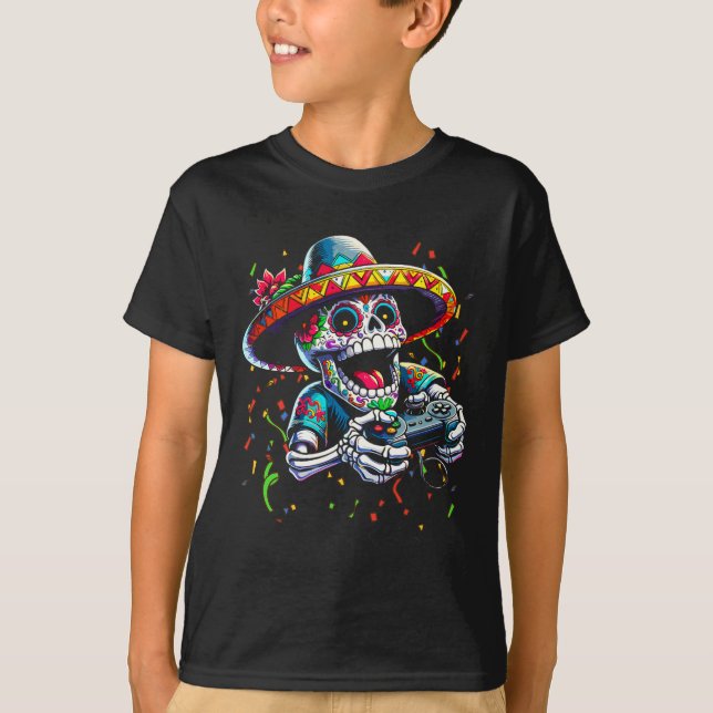 Cinco De Mayo TV-spelkontroll Socker Skalle  T Shirt (Framsida)