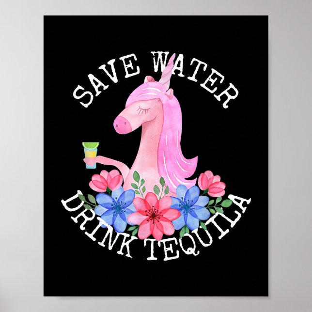 Cinco De Mayo Unicorn Spara Vatten Drink Tequila Poster (Framsidan)
