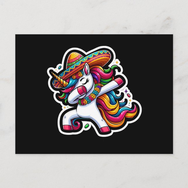 Cinco de Mayo Unicorn Vykort (Framsida)