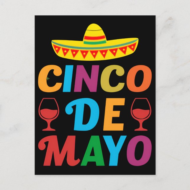 cinco-de-mayo-var-mexikansk-fest-t-shirt-design vykort (Framsida)