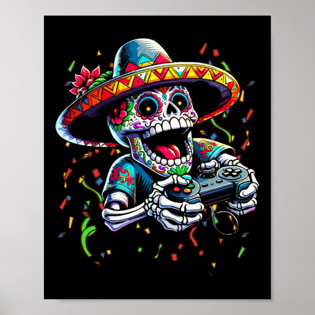 Cinco De Mayo Video Gaming Controller Sugar Skull Poster (Framsidan)