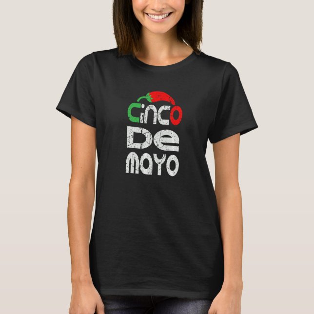 Cinco De Mayo Vintage Mexican Pepper T Shirt (Framsida)